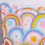 Kit Cobre Leito Colcha Solteiro 2 Peças 150 Fios Matelado Estampado Boutis Kids Arco Íris