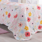 Kit Cobre Leito Colcha Solteiro 2 Peças 150 Fios Matelado Estampado Boutis Kids Floral