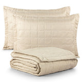 Kit Colcha Cobre Leito Matelassê 200 Fios Dupla Face Berlim Areia