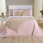 Kit Cama Posta Serena Percal 300 Fios Bordado Inglês Branco/Rosê/Marfim