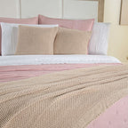 Kit Cama Posta Serena Percal 300 Fios Bordado Inglês Branco/Rosê/Marfim
