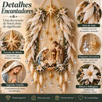 Anjo da Guarda Natalino Iluminado — Presépio de Parede com Luz Dourada