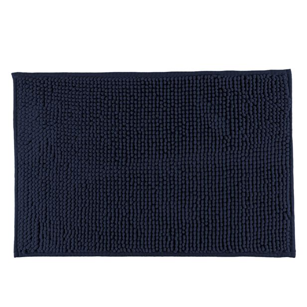 Tapete De Banheiro Bolinha Popcorn Antiderrapante 60x40cm Chenille Azul Marinho