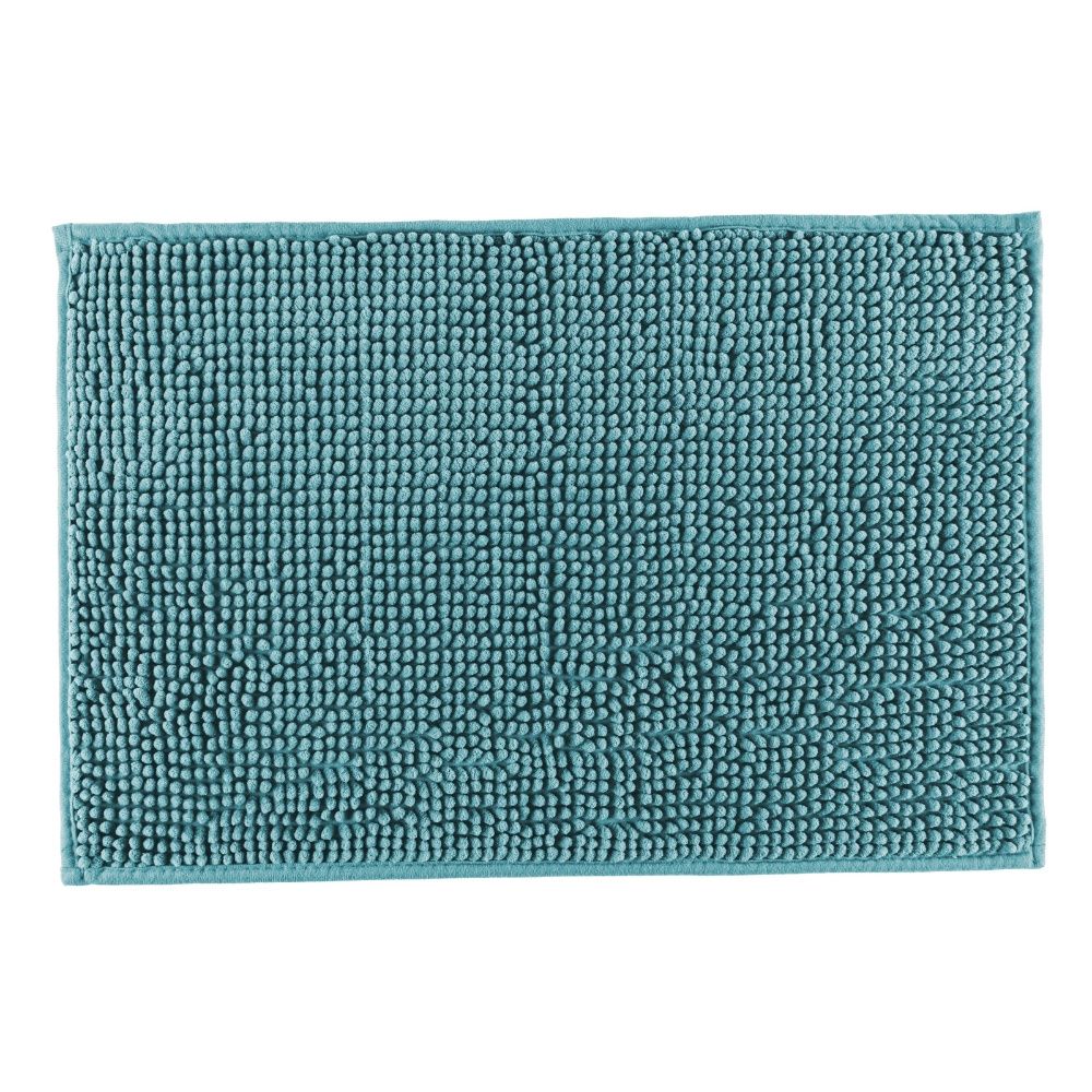 Tapete De Banheiro Bolinha Popcorn Antiderrapante 60x40cm Chenille Azul Claro