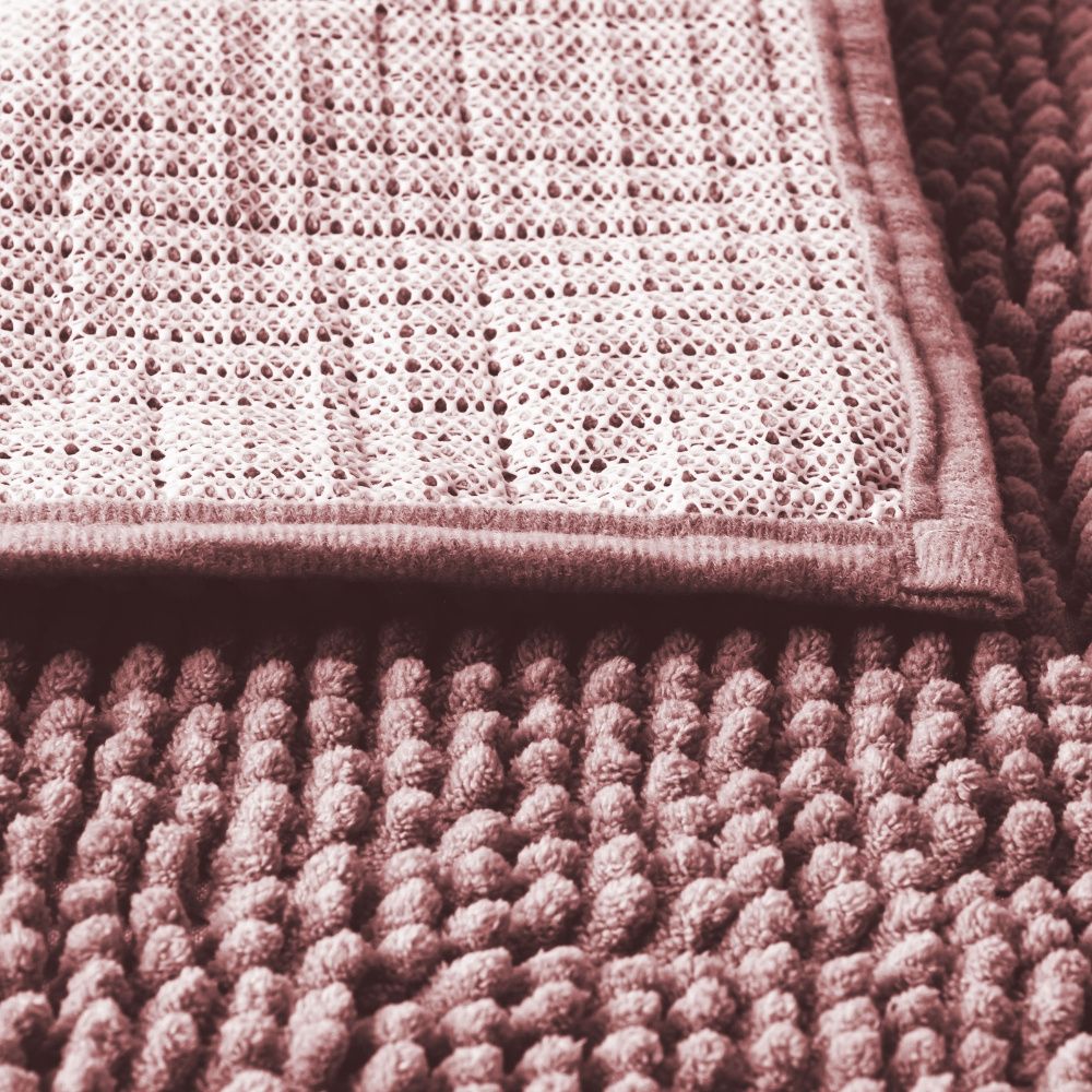 Tapete De Banheiro Bolinha Popcorn Antiderrapante 60x40cm Chenille Rosa