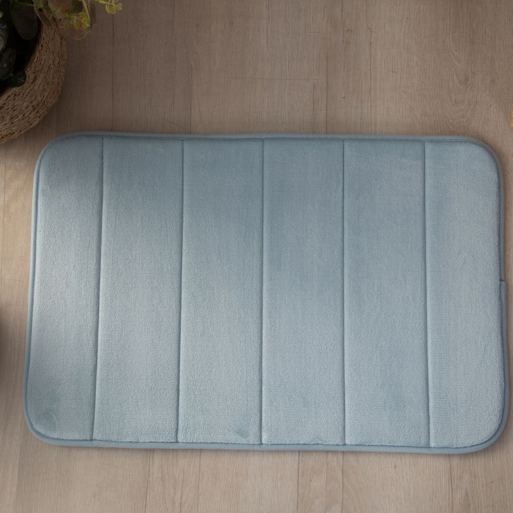 Tapete Ultra Absorvente 60x40cm Soft Antiderrapante 100% Poliéster Azul Claro