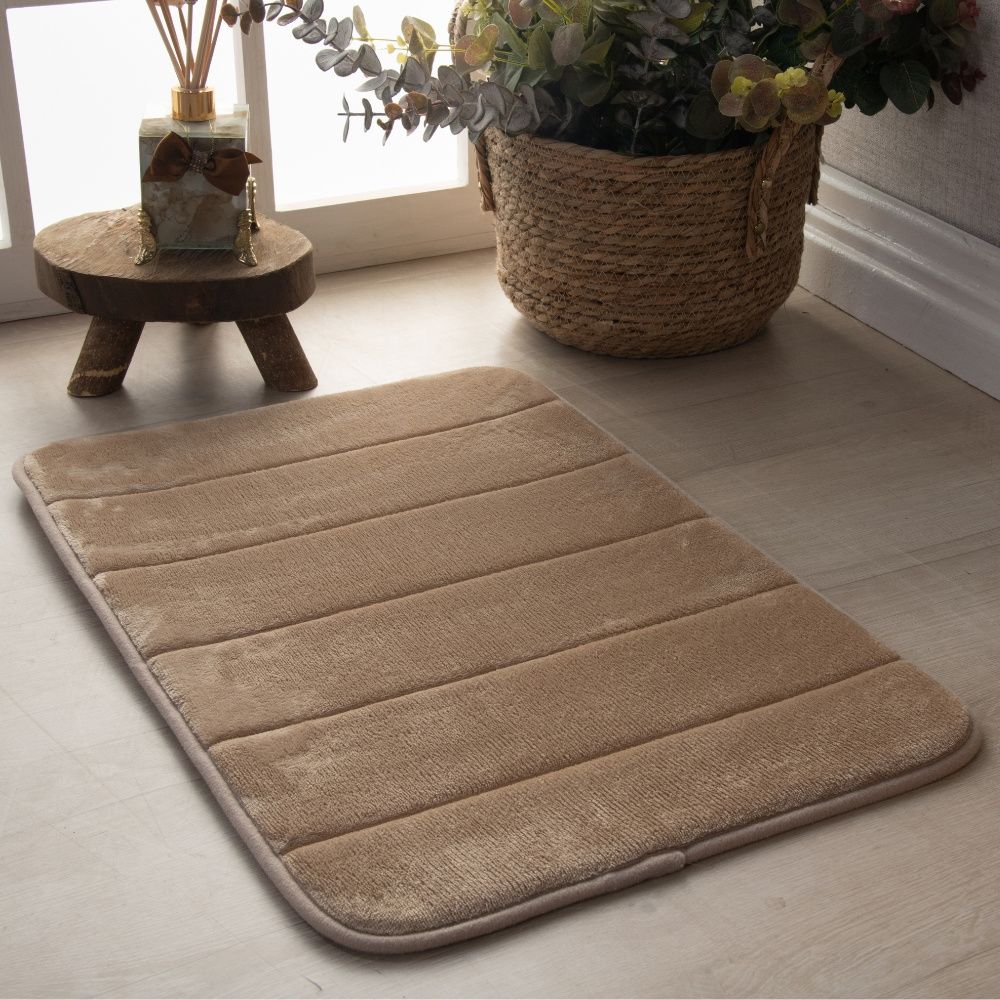 Tapete Ultra Absorvente 60x40cm Soft Antiderrapante 100% Poliéster Bege